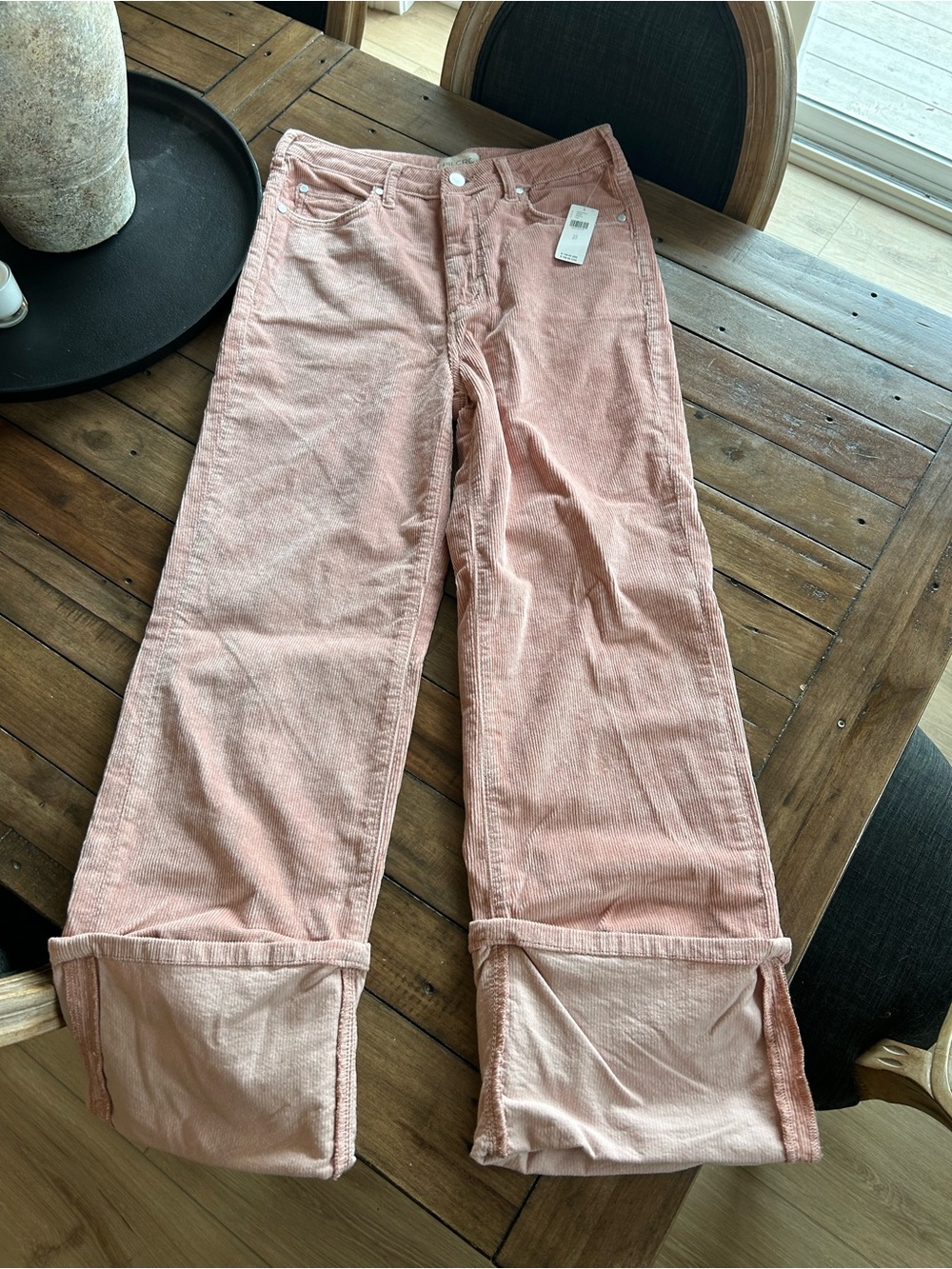 NWT Anthropologie Pilcro Scotty High Rise Cuffed Corduroy Pink Pants 27